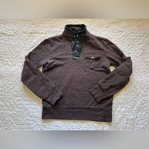 POLO Ralph Lauren Brown Cotton 1/5 Snap Pullover with Black Trim M Medium